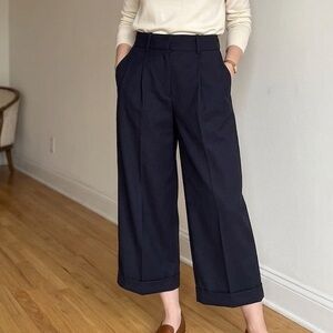 COS Sz 2 Navy Wool Wide Leg Cropped Culotte Pants